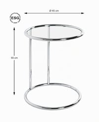 Măsuță de cafea HAKU Furniture 64235 cu blat rotund din sticlă și bază din metal cromat, măsuță de living modernă, 55 x 45 cm 3