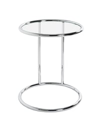 Măsuță de cafea HAKU Furniture 64235 cu blat rotund din sticlă și bază din metal cromat, măsuță de living modernă, 55 x 45 cm 4