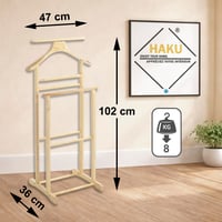 HAKU Herrendiener férfi öltözőállvány, természetes tömörfa, 47x102x36 cm — hibás, alkatrésznek: törött elem (állapot: lásd a 2. képet) 9