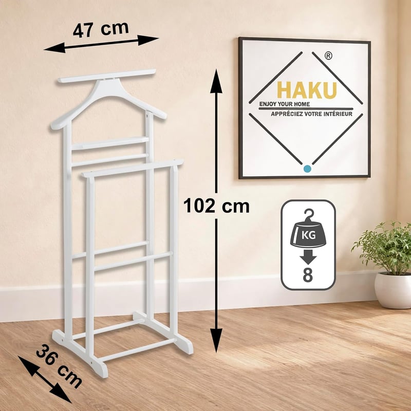 HAKU Néma Servo Fehér Tömörfa Gardrób 47x102x36 cm Klasszikus Stílusú - White