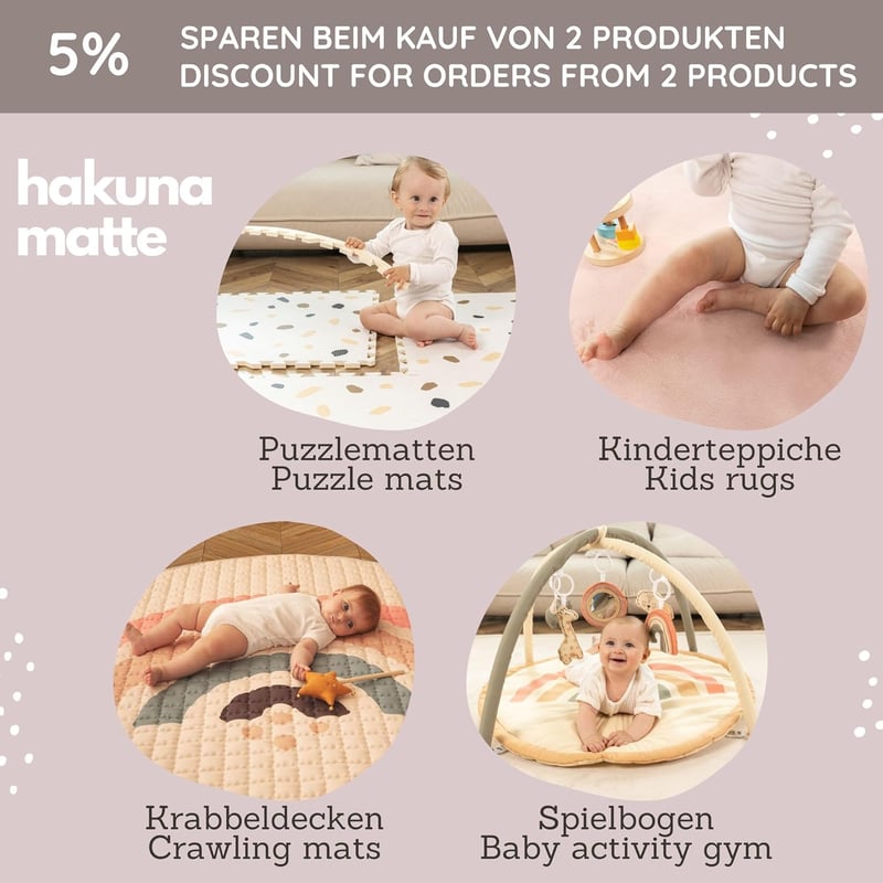 Hakuna Matte Puzzle Szőnyeg Babáknak 180x180 cm Afrika Mintás, 9 XXL Panel 60x60 cm - Vastag Puha EVA Hab Játszószőnyeg Gyerekeknek