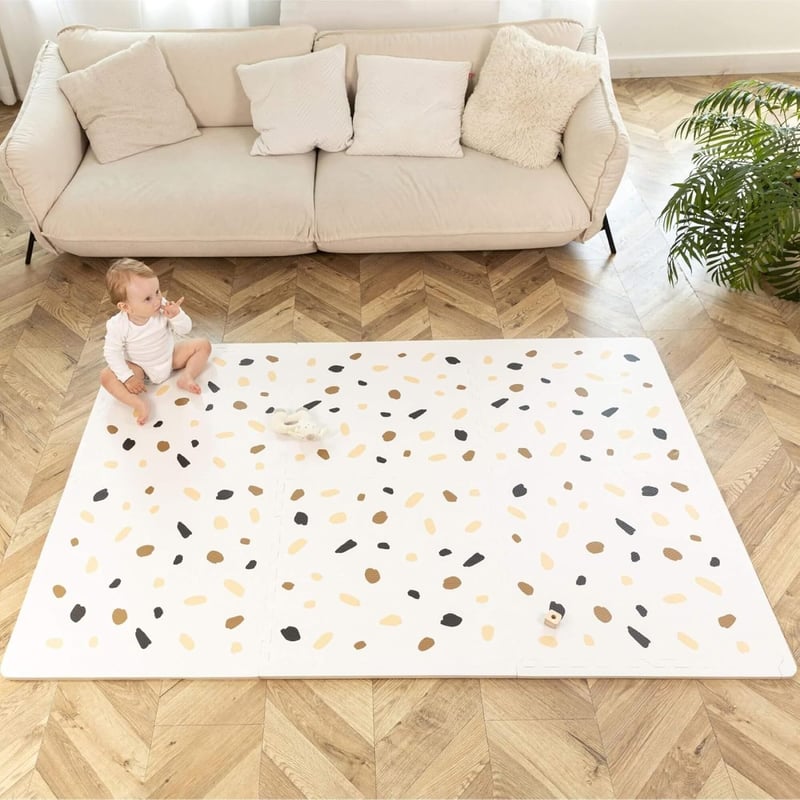 Hakuna Matte XXL Puzzle Szőnyeg Babáknak 180x120 cm Konfetti Mintával - 6 db 60x60 cm-es Vastag EVA Lap, Puha Játszószőnyeg Kisgyermekeknek,