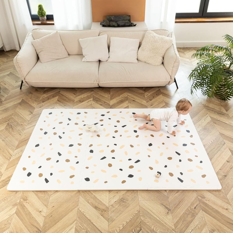 Hakuna Matte XXL Puzzle Szőnyeg Babáknak 180x120 cm Konfetti Mintával - 6 db 60x60 cm-es Vastag EVA Lap, Puha Játszószőnyeg Kisgyermekeknek,
