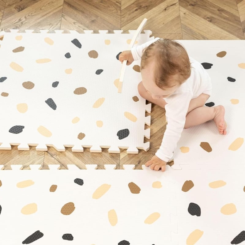 Hakuna Matte XXL Puzzle Szőnyeg Babáknak 180x120 cm Konfetti Mintával - 6 db 60x60 cm-es Vastag EVA Lap, Puha Játszószőnyeg Kisgyermekeknek,