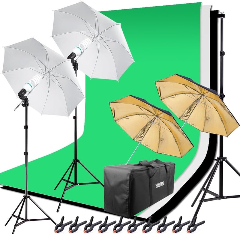 HAKUTATZ Professzionális Fotóstúdió Szett Stúdióvilágítás Háttérrendszer Állvánnyal Softbox Fényképezés Hordtáskával