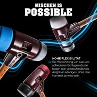Ciocan cu impact redus Halder Simplex 3027.030 cu capete din cauciuc/superplastic, carcasă din fontă maleabilă și coadă din lemn, diametru 30 mm 6