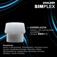 Ciocan cu impact redus Halder Simplex 3027.030 cu capete din cauciuc/superplastic, carcasă din fontă maleabilă și coadă din lemn, diametru 30 mm 7