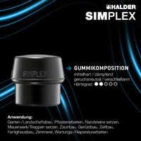 Ciocan cu impact redus Halder Simplex 3027.030 cu capete din cauciuc/superplastic, carcasă din fontă maleabilă și coadă din lemn, diametru 30 mm 9
