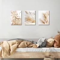 HALFLEMART 3 részes Pampasfű Vászonkép Beige Tengerpart Dekoráció 90x40cm 3