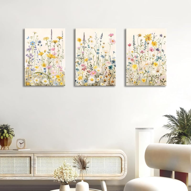 HALFLEMART 3 részes virágos vászonkép szett 150x70 cm faldekoráció