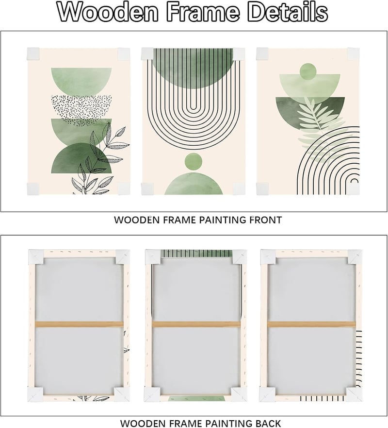 HALFLEMART Boho Sage Green Vászonkép Geometrikus Mintás Fali Dekoráció 150x70cm