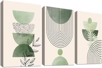 HALFLEMART Boho Sage Green Vászonkép Geometrikus Mintás Fali Dekoráció 150x70cm 1
