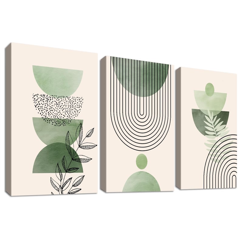 HALFLEMART Boho Sage Green platno s geometrijskim uzorkom zidna dekoracija 150x70cm