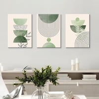 HALFLEMART Boho Sage Green Vászonkép Geometrikus Mintás Fali Dekoráció 150x70cm 2