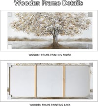 HALFLEMART Fehér Virág Arany Levelek Fali Vászon Absztrakt Festmény 50x120cm 5