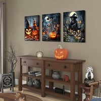 Set 3 tablouri canvas HALFLEMART Halloween Dovleac, fără ramă, 50x70cm 2