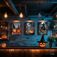 Set 3 tablouri canvas HALFLEMART Halloween Dovleac, fără ramă, 50x70cm 4
