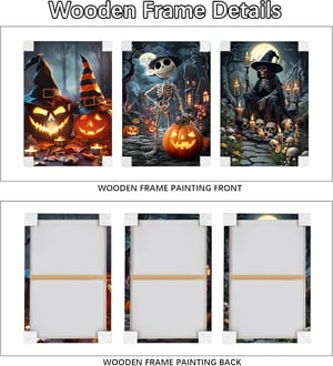 HALFLEMART Halloweenska súprava obrazov na plátne s rámom – 3-dielna, 50x70 cm