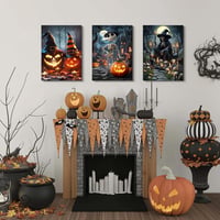 Set 3 tablouri canvas HALFLEMART Halloween Dovleac, fără ramă, 50x70cm 3
