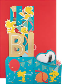 Hallmark Jumbo 3D Pop Up Snoopy és Woodstock Születésnapi Üdvözlőkártya 2