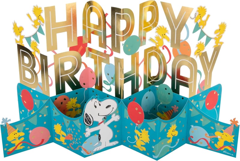 Hallmark Jumbo 3D Pop Up Snoopy és Woodstock Születésnapi Üdvözlőkártya
