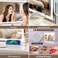 halumao Hollywood Sminkespegel 58x48cm LED Világítással 3 Módú Asztal Tükör - 48L x 58B cm, White 5
