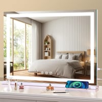 halumao Hollywood Sminkespegel 58x48cm LED Világítással 3 Módú Asztal Tükör - 48L x 58B cm, White 1