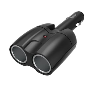 Dvojitý 12 V adaptér do autozapaľovača Hama so 180° kĺbovým konektorom – čierny