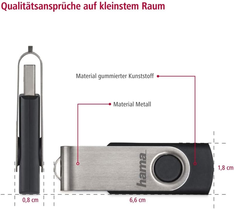 Hama 128GB USB 2.0 Pendrive 15MB/s Fém Kulcstartó Ezüst - 128 GB, 15MB/s data speed