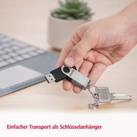 Hama 128GB USB 2.0 Pendrive 15MB/s Fém Kulcstartó Ezüst - 128 GB, 15MB/s data speed 5