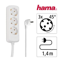 Hama trojzásuvka so 45° uhlom natočenia zásuviek, kábel 1,4 m, certifikácia GS - biela 2