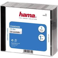 Carcasă Hama pentru CD, DVD și Blu-Ray, neagră, set de 5 bucăți cu capac transparent pentru discuri de dimensiune standard 1