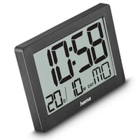 Digitálne nástenné hodiny Hama, čierne (čas, kalendár, deň v týždni, 7 jazykov, zobrazenie hodín/minút, možno použiť aj ako stolové hodiny vďaka výklopnému stojanu, batérie) 2