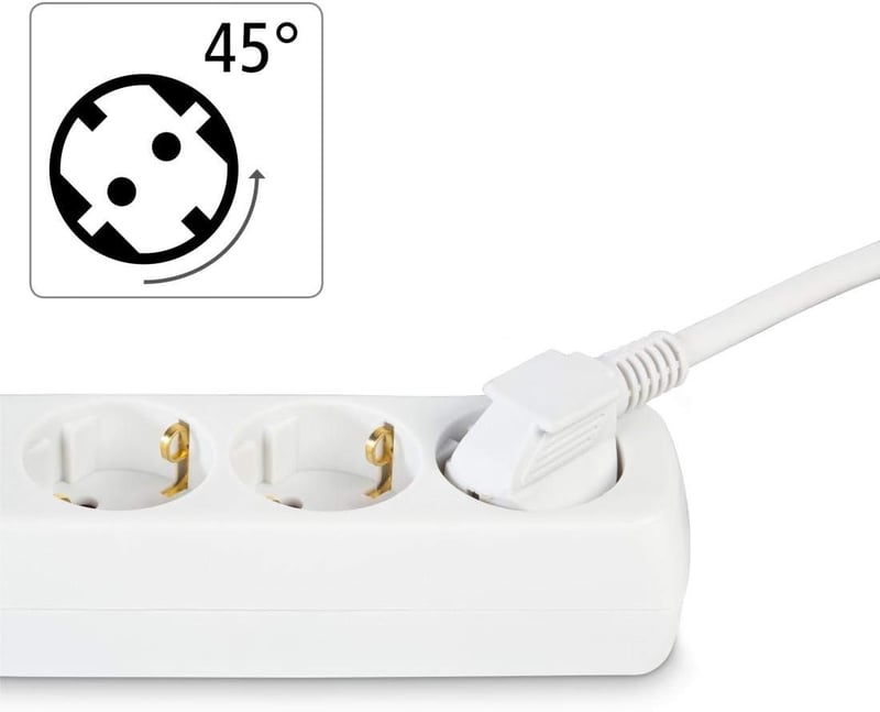 Hama elosztó 1,4m kábellel 45° forgatható 3500W GS tanúsított - 3-fold, White
