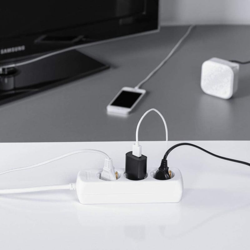 Hama elosztó 1,4m kábellel 45° forgatható 3500W GS tanúsított - 3-fold, White