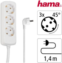 Hama elosztó 1,4m kábellel 45° forgatható 3500W GS tanúsított - 3-fold, White 2