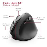 Ergonomická vertikálna bezdrôtová myš Hama, pre pravákov, max. 1800 DPI – čierna 7