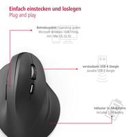 Ergonomická vertikálna bezdrôtová myš Hama, pre pravákov, max. 1800 DPI – čierna 9