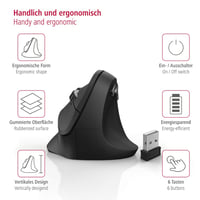 Ergonomická vertikálna bezdrôtová myš Hama, pre pravákov, max. 1800 DPI – čierna 6