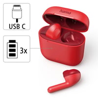 Bluetooth slúchadlá Hama Freedom Light, True Wireless do uší, mikrofón, nabíjacia stanica, výdrž 28 hodín, dotykové ovládanie, červené 5