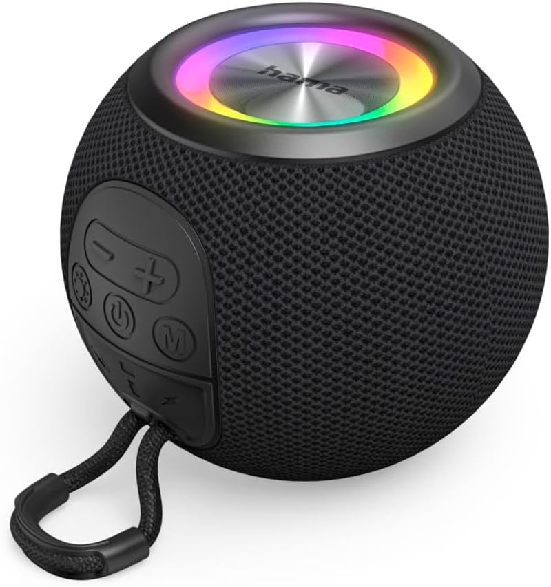 Hama Ball Shape Bluetooth hangszóró, 5W, 10 óra, 5 LED mód - fekete