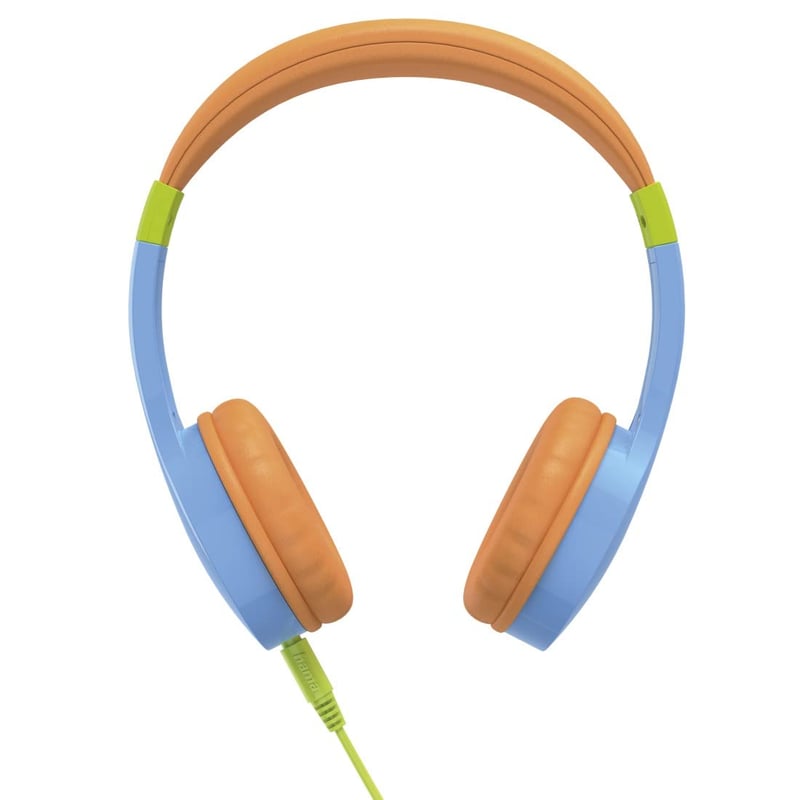 Căști Hama pentru copii, cu fir, limitare volum 85dB, on-ear, reglabile, de la 4 ani, jack 3,5mm, albastru/colorat