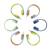 Căști Hama pentru copii, cu fir, limitare volum 85dB, on-ear, reglabile, de la 4 ani, jack 3,5mm, albastru/colorat 9