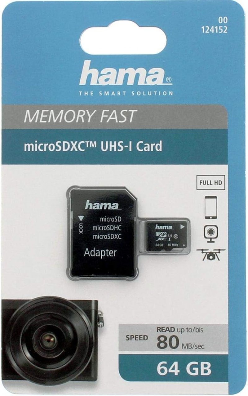 Hama microSDXC 64GB UHS-I Class 10 memóriakártya adapterrel - 64 GB