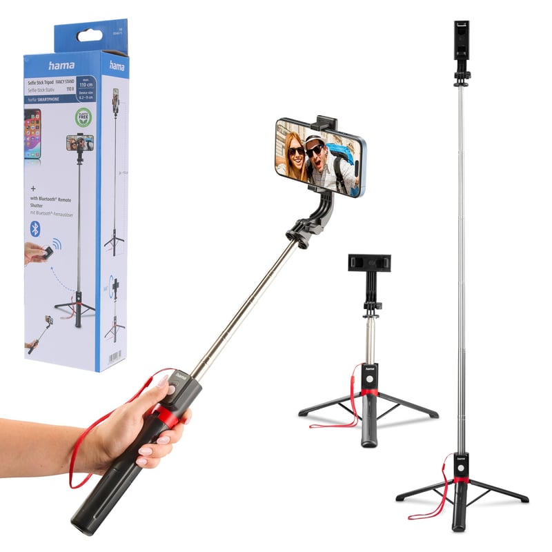 Hama Selfie tyč so statívom pre smartfóny 30 – 110 cm, s diaľkovou spúšťou, na fotky a videá, 195 g
