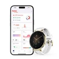 Inteligentné hodinky Hama, 1,32" farebný AMOLED displej, telefonovanie, IP68, biele, WhatsApp, e-mail, sledovanie spánku, 110 športových režimov, merač tepu, krokomer 7