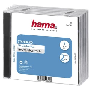 Hama Standard dvojité CD puzdro - priehľadné/čierne, 5 ks