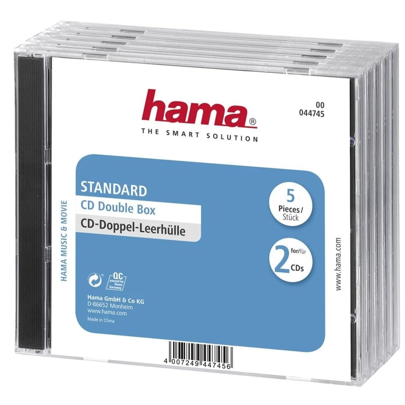 Hama Standard dvojité CD puzdro - priehľadné/čierne, 5 ks