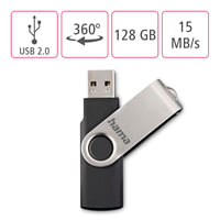 USB kľúč Hama 2.0 s príveskom na kľúče, 128 GB, 15 MB/s – strieborný 2