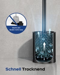 Perie de WC din silicon HAMITOR cu suport din oțel inoxidabil - Negru, montare pe perete 7
